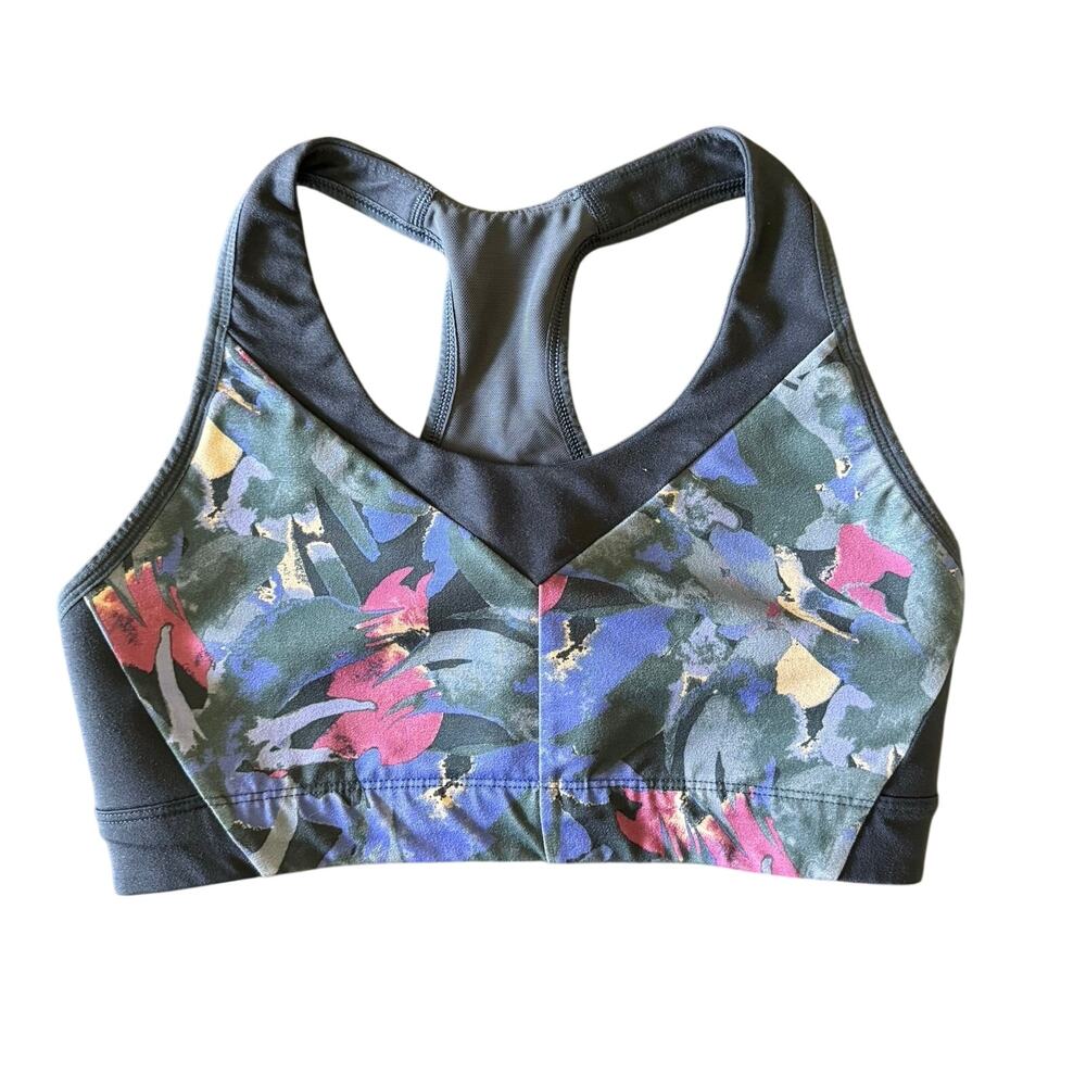 Patagonia Women's Floral Racerback Sports Bra Black Multicolor Activewea